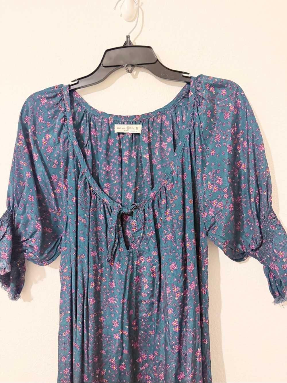 Natural Life Peasant Boho Floral Ruffle Maxi Dress Size Medium M - Picture 2 of 5